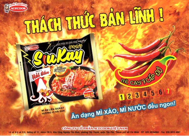 1 GÓI MÌ SIUKAY ACECOOK- MỲ CAY 7 CẤP ĐỘ GÓI 128G ( vị bò, hải sản)