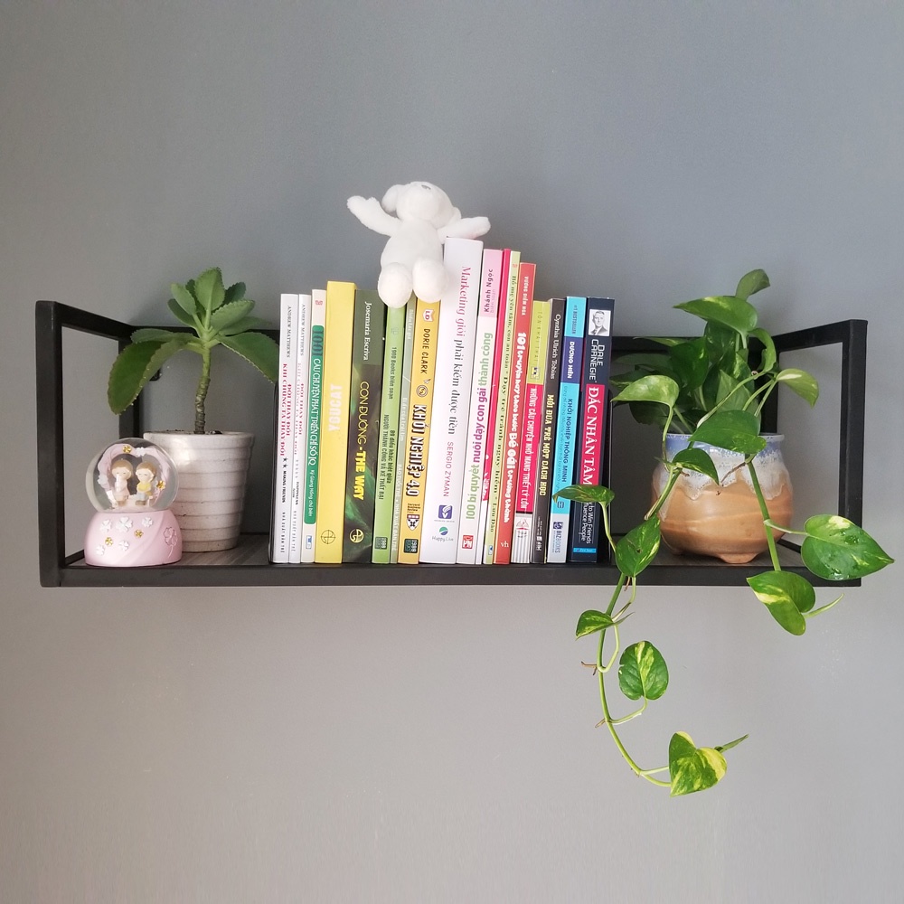 Kệ sắt hộp treo tường vuông đơn 60x20x20 decor nội thất tự lắp 2022