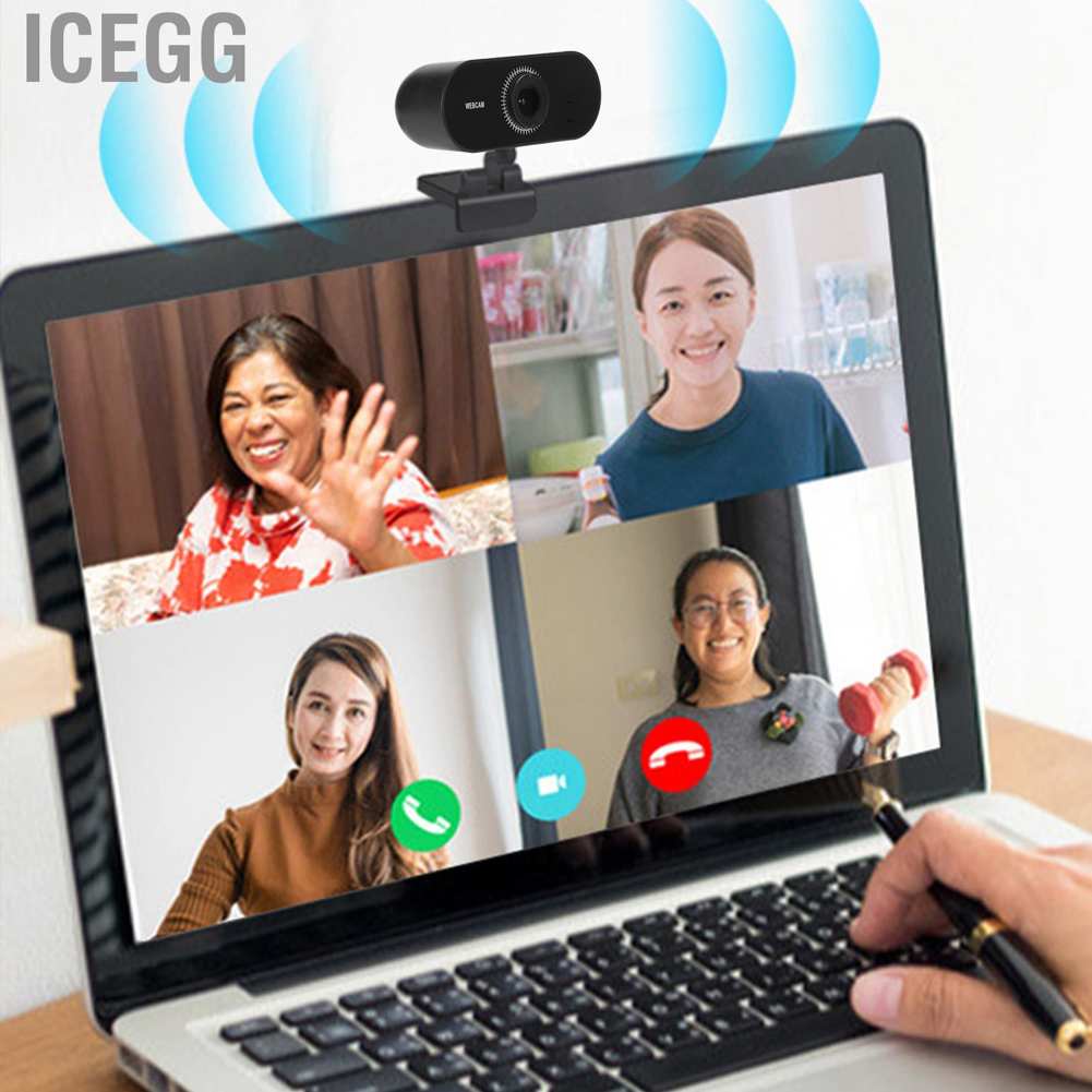 Icegg duoqiao USB Web Camera HD Desktop Computer Office Video Conference Teacher Live Class Webcam with Mic