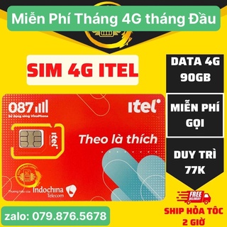 Sim 4G iTel MAY77 Mạng Vinaphone Data 90Gb/Tháng, Gọi Miễn Phí VinaPhone, Free 60 SMS, Sim 4G Giá Rẻ