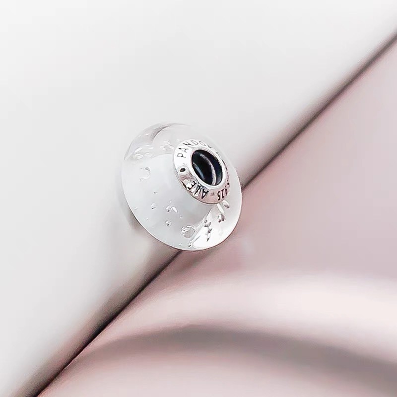 charm pan thuỷ tinh trắng bạc s925 cao cấp