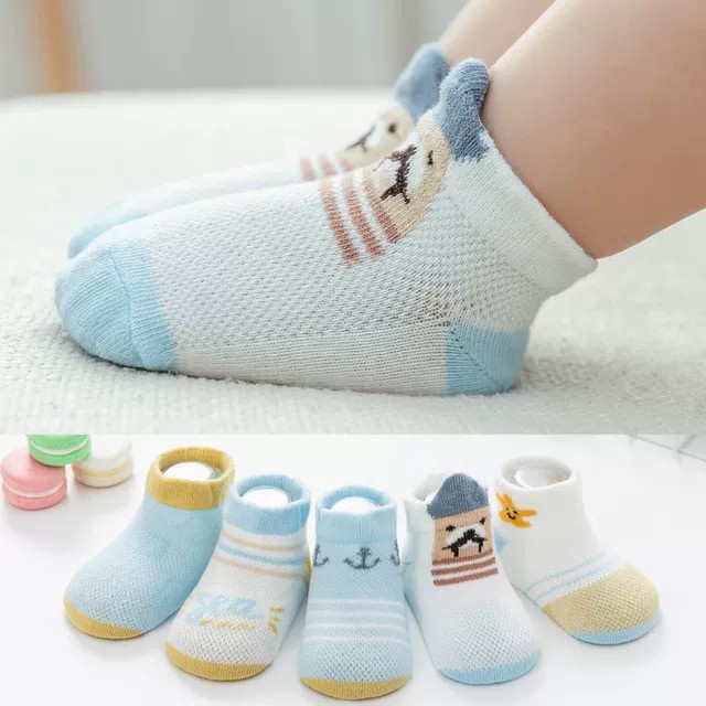 Set 5 đôi Tất vớ cổ vừa điều hòa Kids Socks cho bé sơ sinh từ 0–2 tuổi