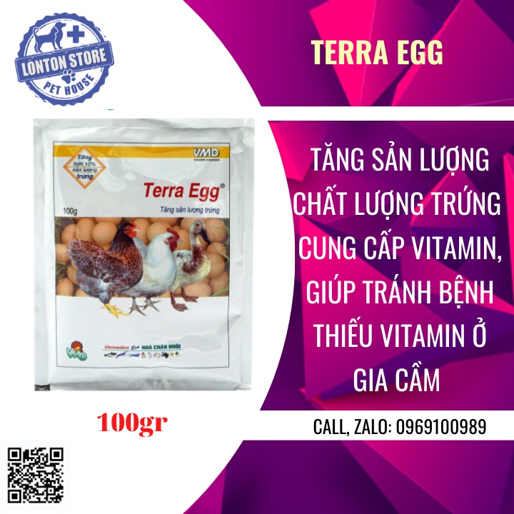 VEMEDIM Terra Egg Tăng sản lượng trứng và chất lượng vỏ trứng cho gia cầm, gói 100gr - Lonton store