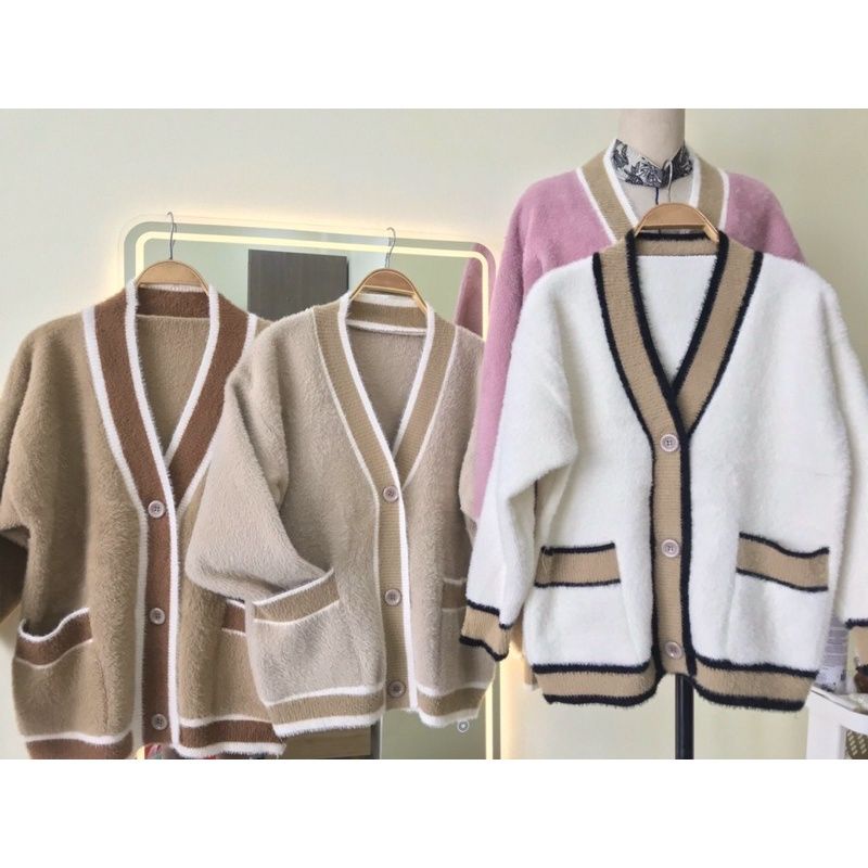 Áo cardigan digan len lông