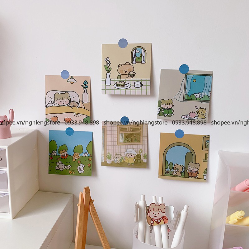 Bộ 6 và 9 Postcard Tranh Trang Trí Tường Decor Kiểu Hàn