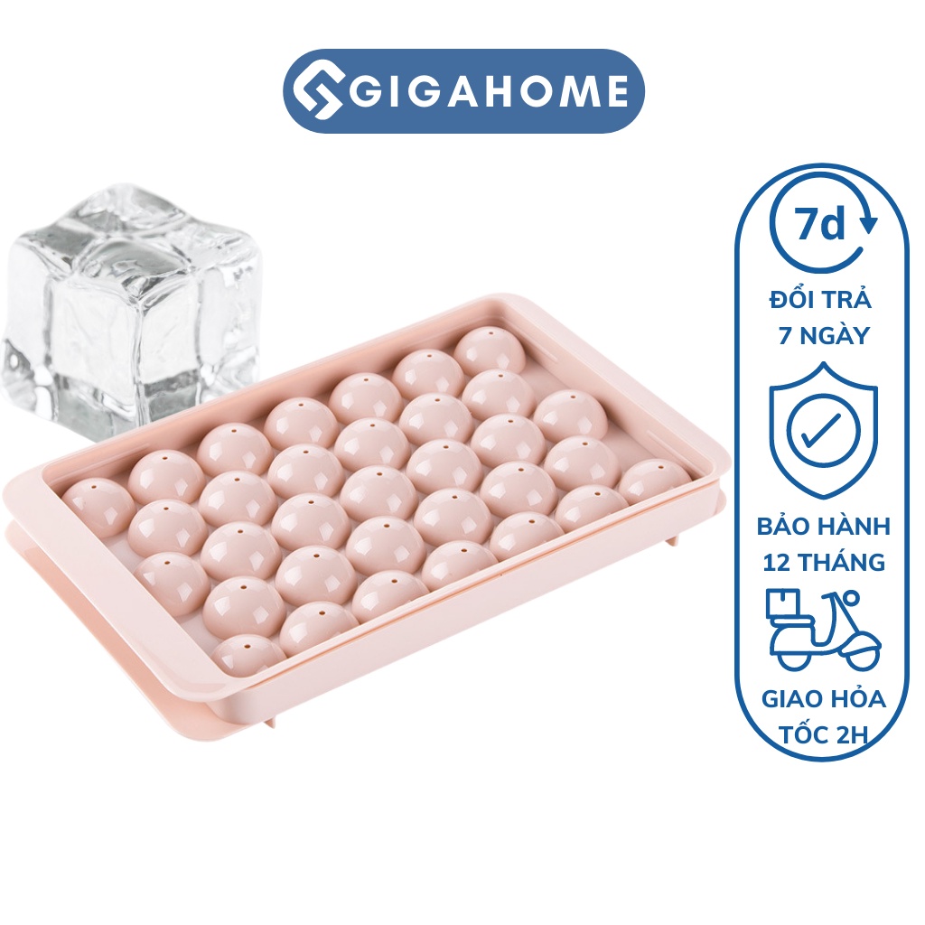 Khay Đá Bi Tròn 33 Viên GIGAHOME Có Bắp Đậy, Làm Thạch Hoa Quả, Pudding 1033