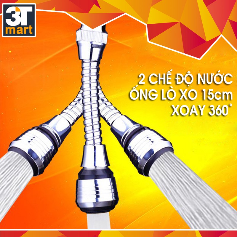 Đầu vòi rửa chén tăng áp xoay trục lò xo 15cm 360 độ 2 chế độ nước C'MON DV-02