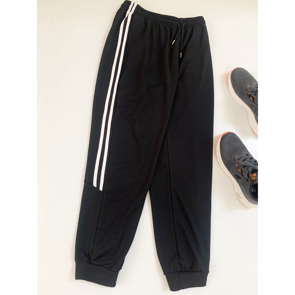 Quần Jogger Nam Thể Thao - Quần Nỉ Nam Kẻ Sọc Chất Da Cá Chun Bo Ống, Cạp Có Dây Rút Chắc Chắn
