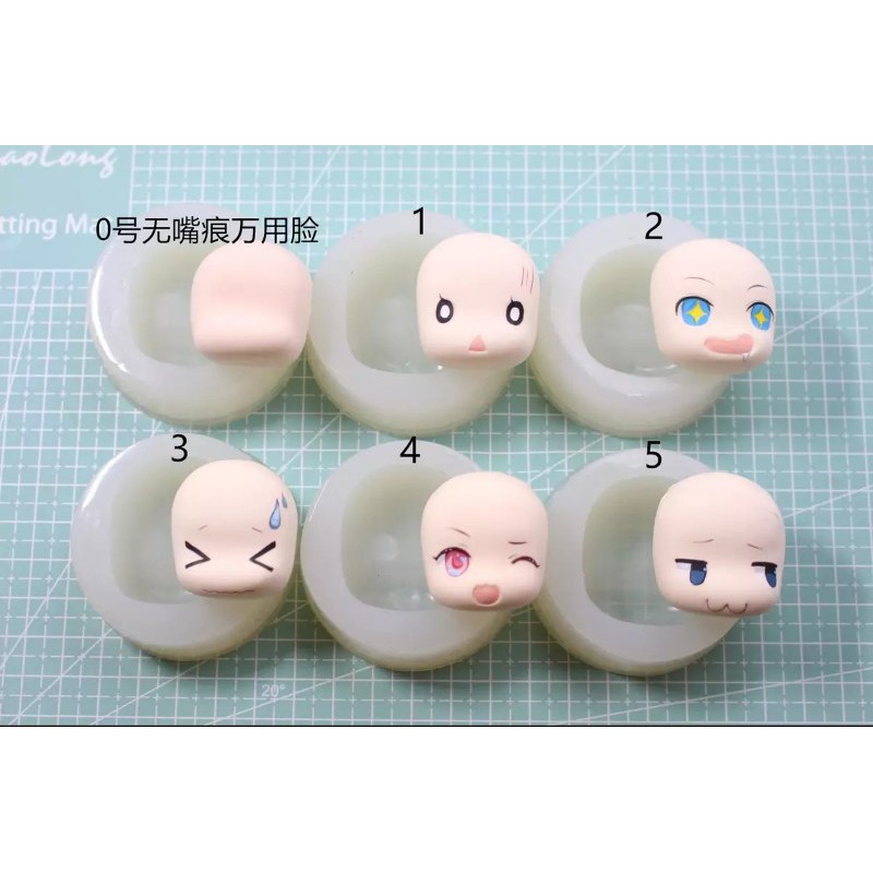 Khuôn silicone nặn mặt nhiều cảm xúc đất sét mặt doll chibi bjd nendoroid