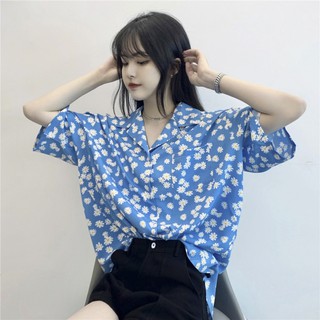 Sơ mi hoa cúc nhí tay lỡ form rộng unisex
