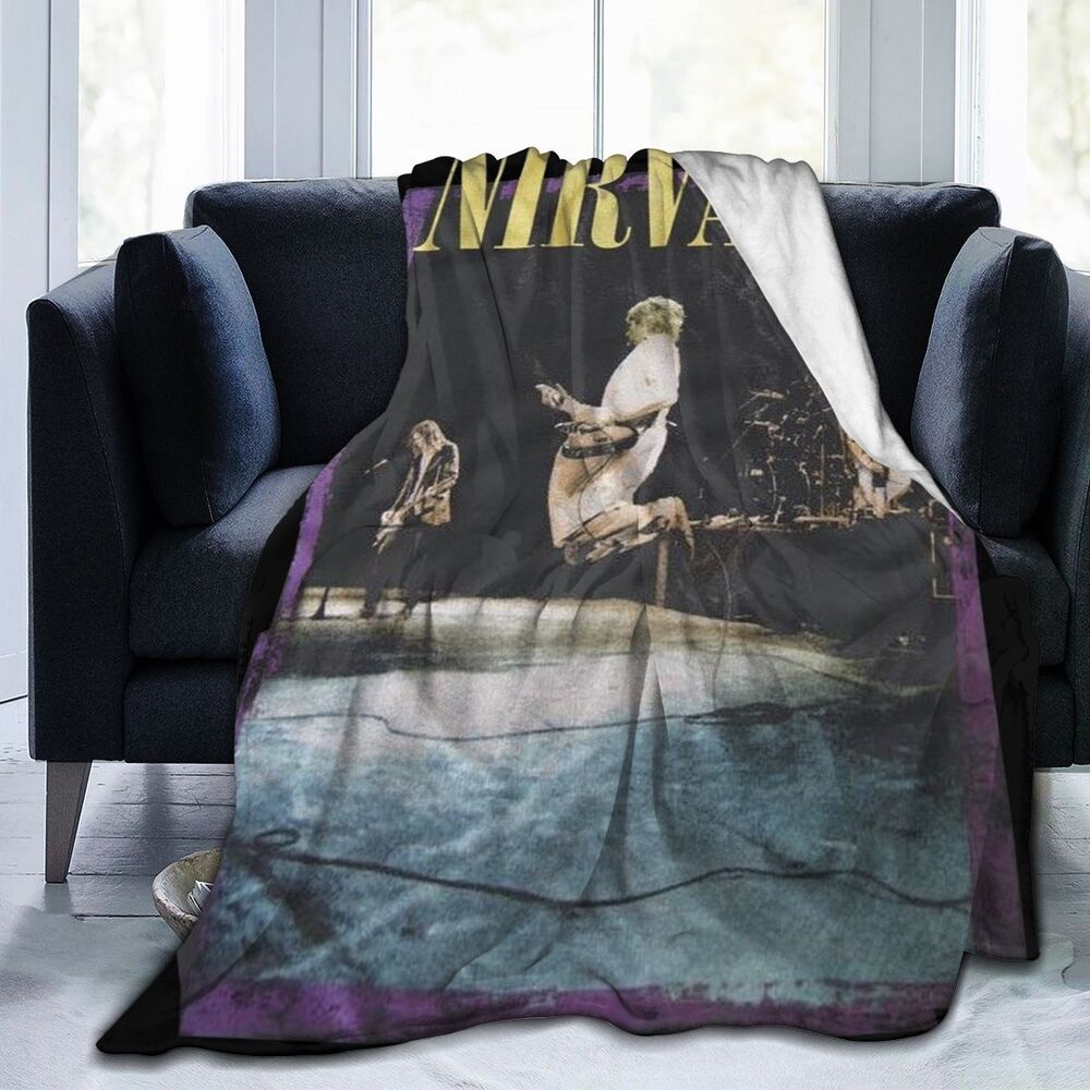 Nirvana Stage Jump Grunge Rock Metal Band Throw Blanket Anti-Pilling Plush Fuzzy Cozy Suitable for Bed Sofa Couch Camp