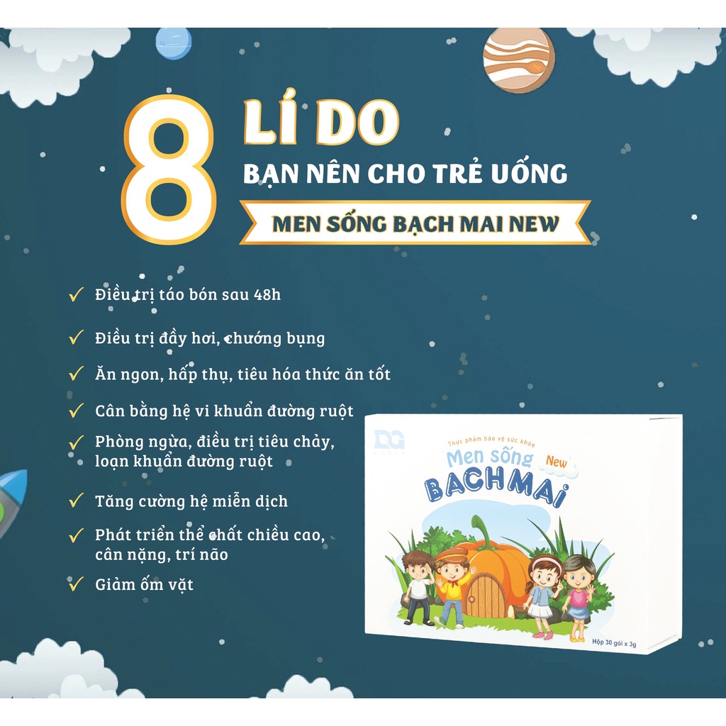 Men sống bạch mai new men vi sinh hỗ trợ bé táo bón tăng cường hệ tiêu hóa