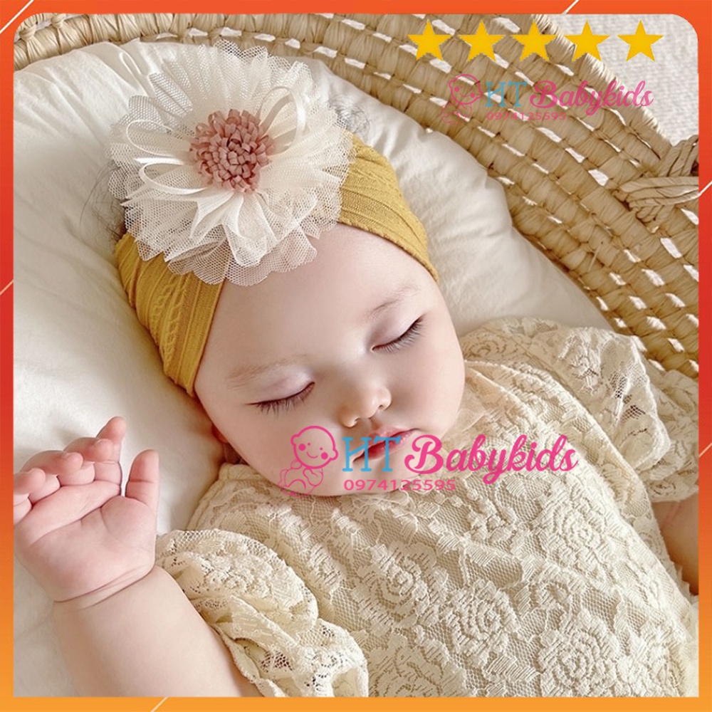 Băng Đô Cài Tóc Len Gân Hoa Tuyết Phong Cách Hàn Quốc Đáng Yêu Cho Bé Gái