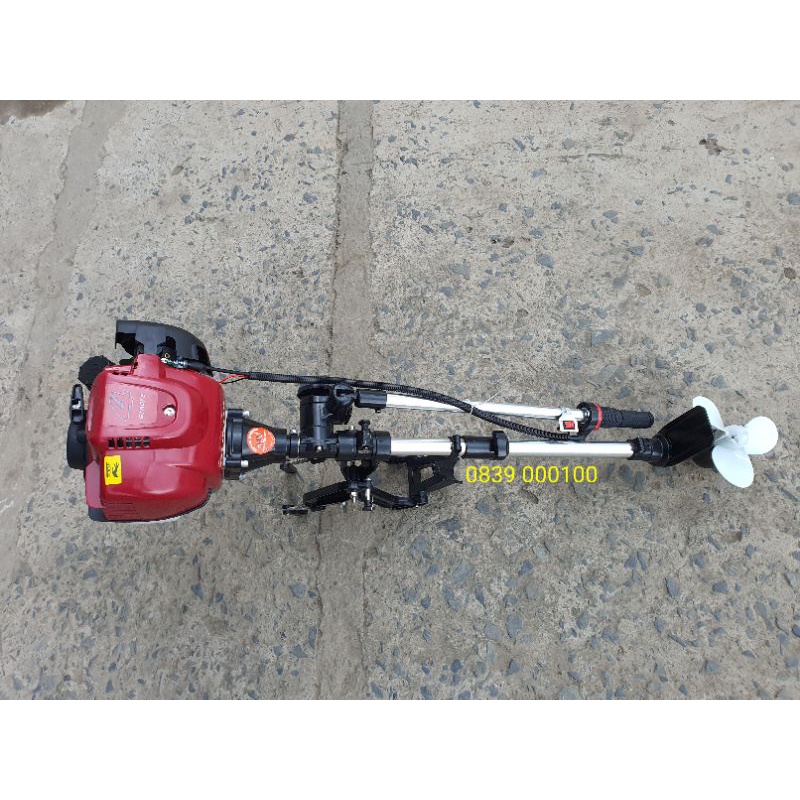 Máy chạy thuyền hơi 4 thì. Động cơ kèm dàn láp chân vịt đứng chạy xuồng và Ca Nô