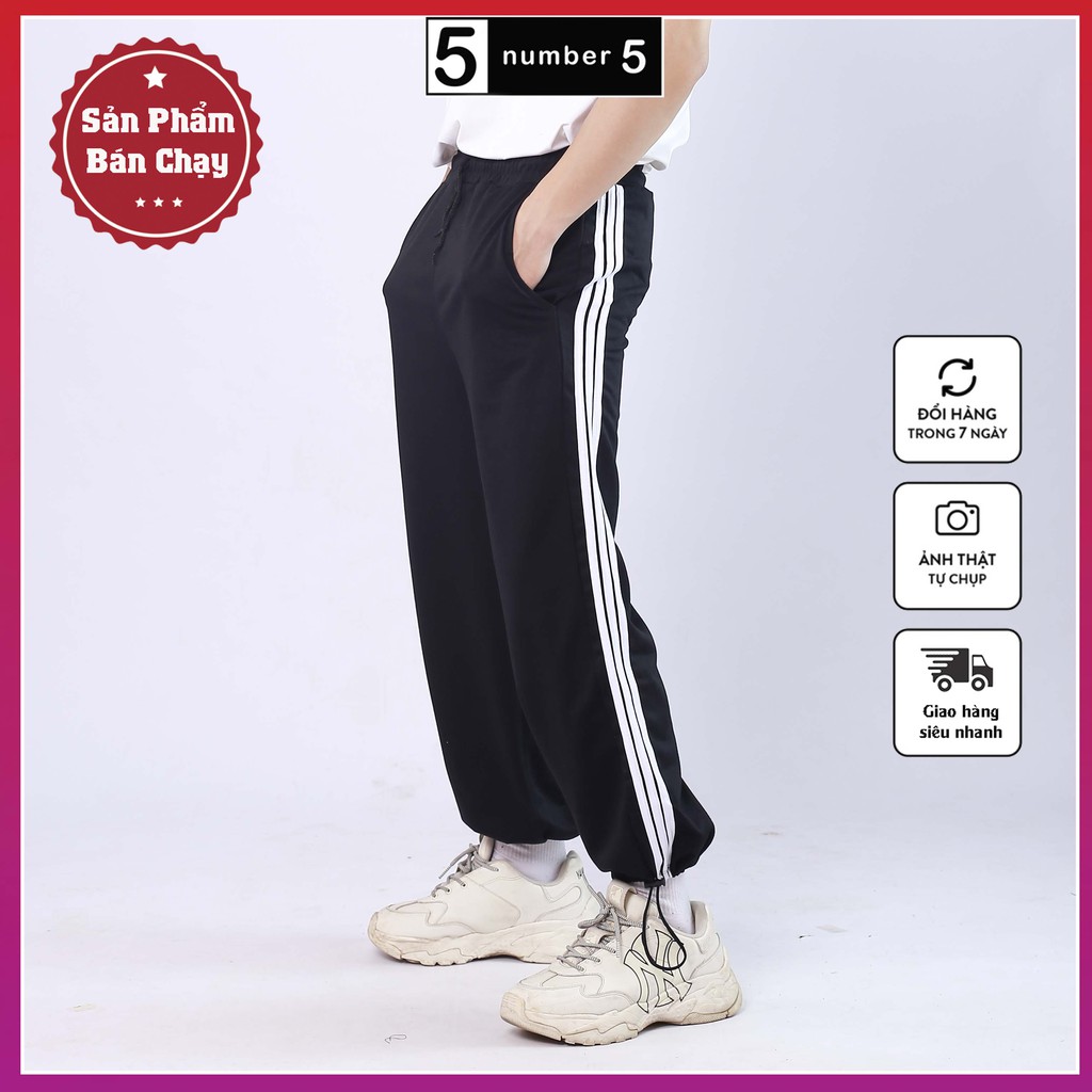 Quần Jogger Nỉ Dày Dặn 3 Sọc NUMBER5 Form Ống Rộng Để Suông Hoặc Rút Dây Bo Gấu Vải Mịn Mềm [JDR]
