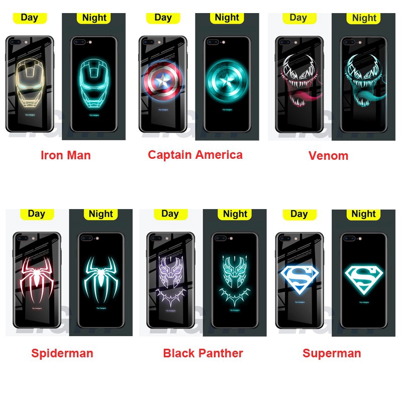 Luminous Hard Case OPPO Realme 3 3 Pro Realme 5 5 Pro Night Glowing Iron Man Avengers Glass Slim Covers