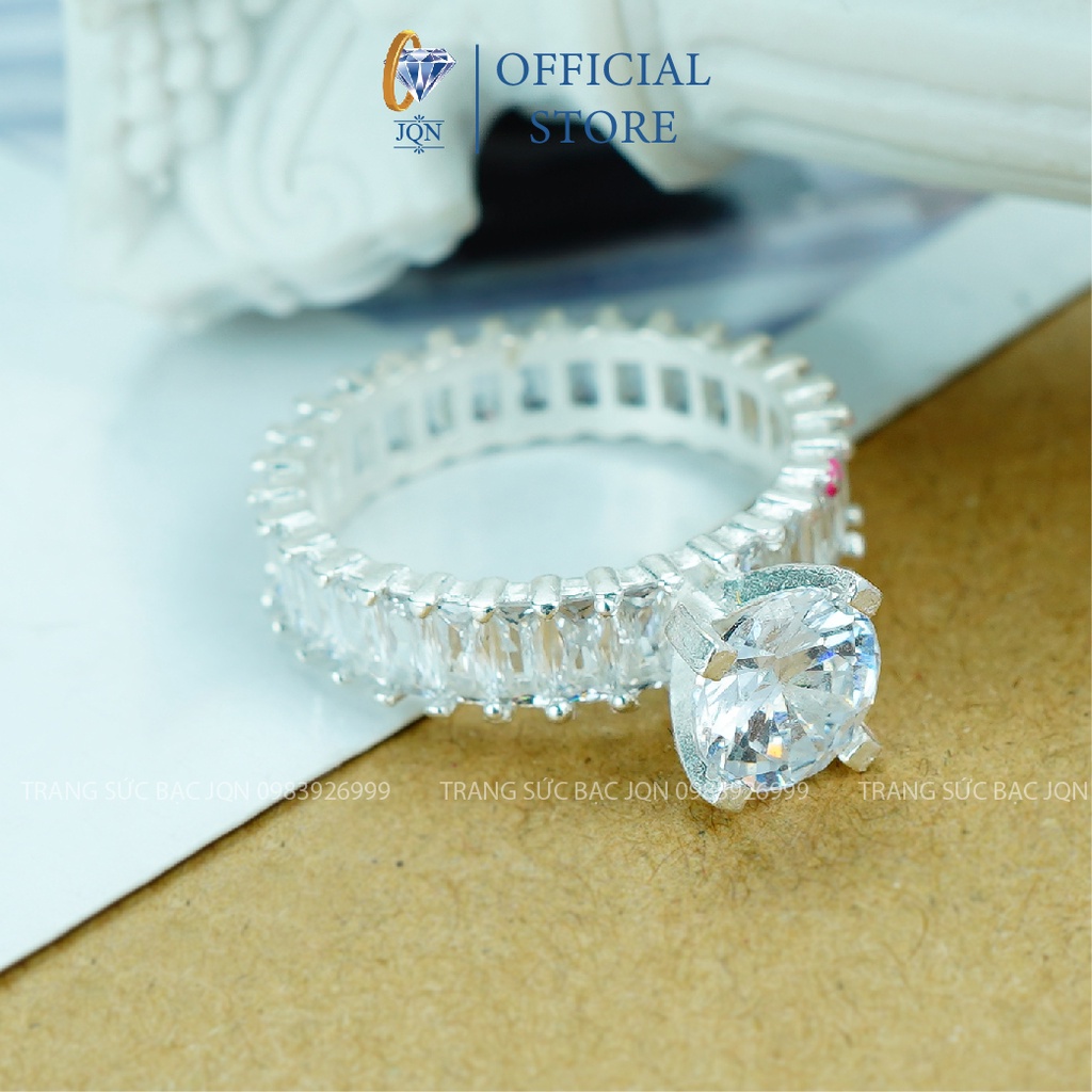 Nhẫn Nữ Bạc Ta JQN N39 Mẫu Nhẫn Đính Đá Full Sang Chảnh
