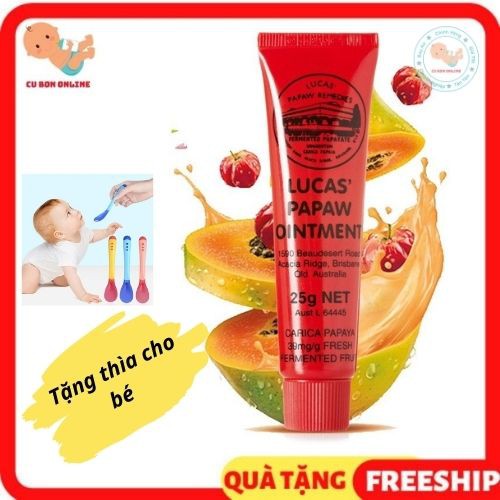 Kem đa năng đu đủ (25g) chống khô nẻ môi, mẩn ngứa, bỏng da, mụn nhọn cho mọi lứa tuổi Lucas Papaw Ointment, Úc