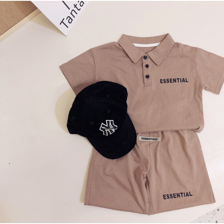 Bộ thun ngắn Bigbaby chất thun cotton mềm mát áo cổ polo có nút cho bé 13-28kg