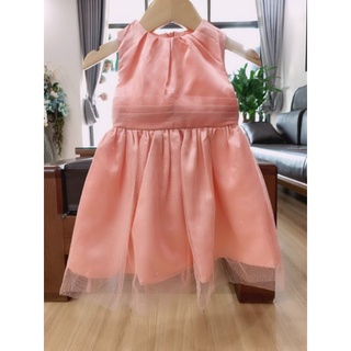 Váy bé gái ren mềm bồng hồng cam