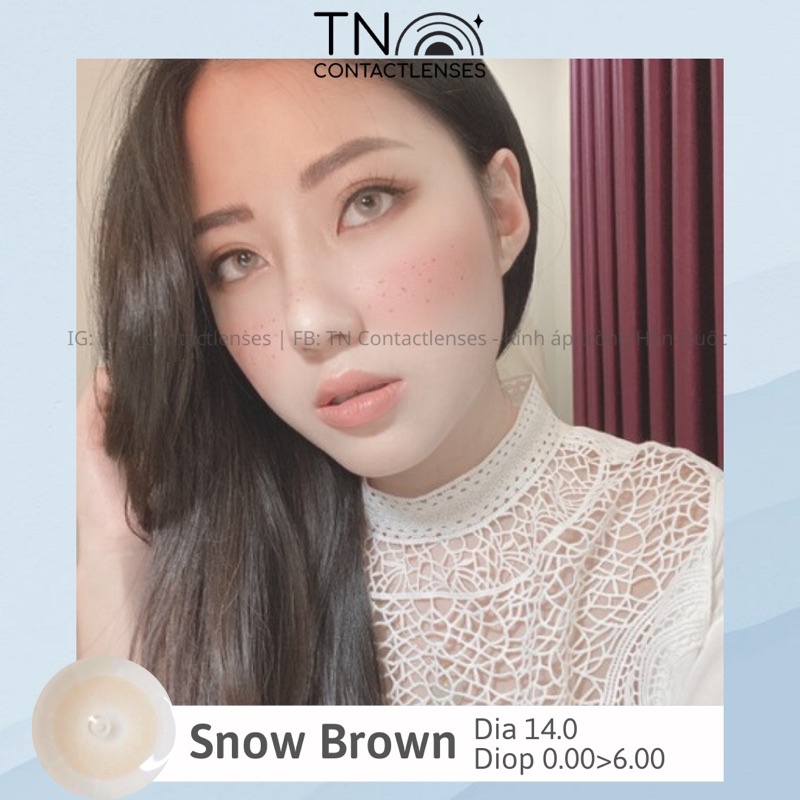 Kính áp tròng Snow Brown nâu sáng tây 14.0 - Độ cận 0->6 - HSD 6 tháng