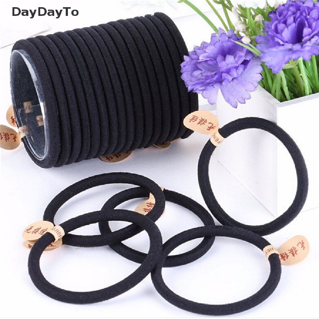 Set 10 Dây Cột Tóc Co Giãn Màu Đen Dày 4mm Dành Cho Nữ