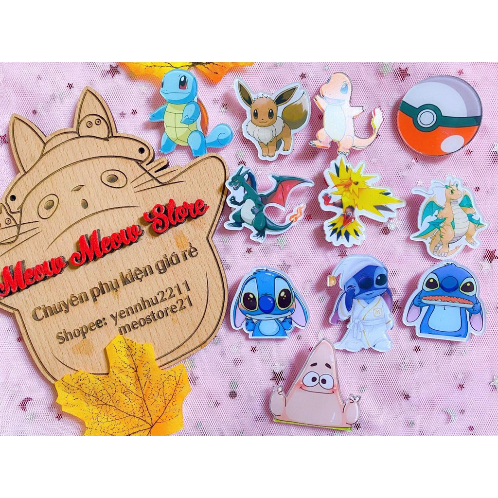 ❣️Ảnh thật+Được Chọn Mẫu❣️ Pin Cài Áo, Pin Cài  Balo Hình Pokemon, Pikachu size 4cm-5cm❣️