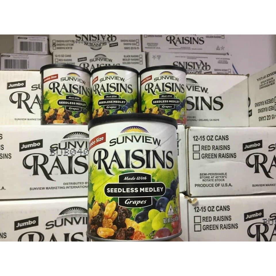 Nho khô mix Sunview Mỹ chính hãng hàng loại 1 hộp 425g date T5/2024