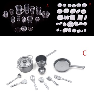 Set 10-15 dĩa ly tách / chén dĩa mini tỉ lệ 1: 12 trang trí nhà búp bê