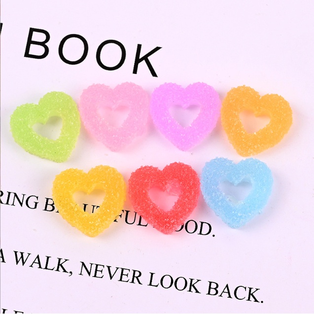 Charm kẹo dẻo Jellybean hình trái tim (rỗng) cho các bạn trang trí kẹp tóc, dán Jibbitz, vỏ ốp điện thoại, DIY