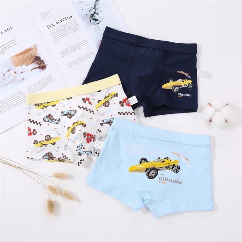 Set 3 Quần Lót Dạng Đùi Boxer - Mẫu Xe Đua F1