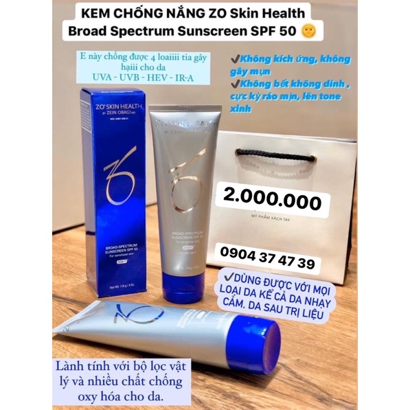 Công ty⭐ Kem Chống Nắng cho da nhạy cảm Broad Spectrum Zo Skin Health 118G