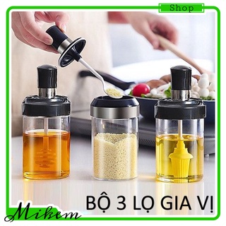 Bộ 3 Lọ Gia Vị Thủy Tinh Nhà Bếp Kèm Muỗng. Phụ kiện không thể thiếu dành cho nhà bếp của bạn