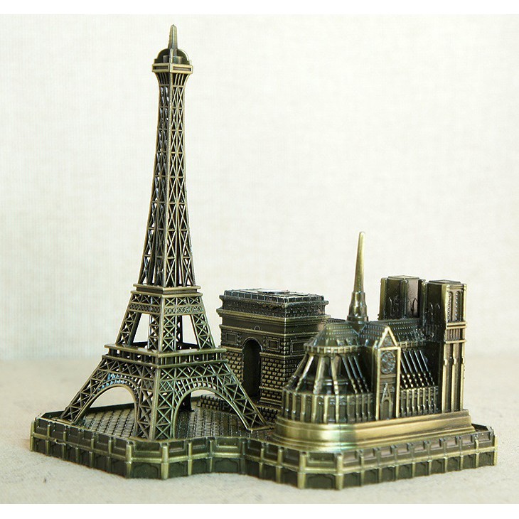 Combo 03 biểu tượng thủ đô Paris nước Pháp: Tháp Eiffel, Nhà thờ Đức Bà, Khải Hoàn Môn, mô hình thu nhỏ