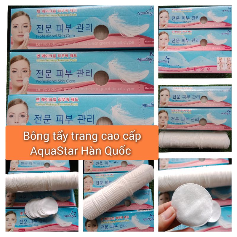 [Hộp/80 miếng] Bông tẩy trang cao cấp AquaStar Hàn Quốc