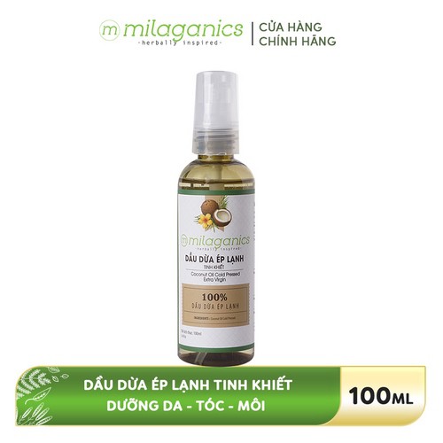 Dầu Dừa Ép lạnh Tinh khiết 3 dưỡng Da-Tóc-Môi MILAGANICS 100ml