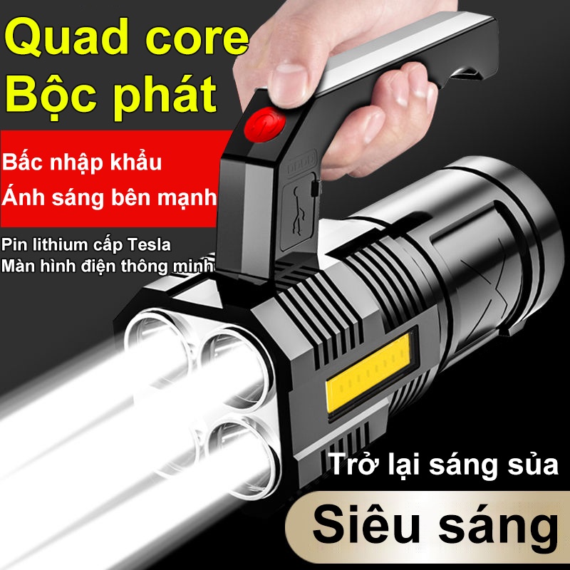 Đèn pin công suất lớn cầm tay sạc USB tiện lợi