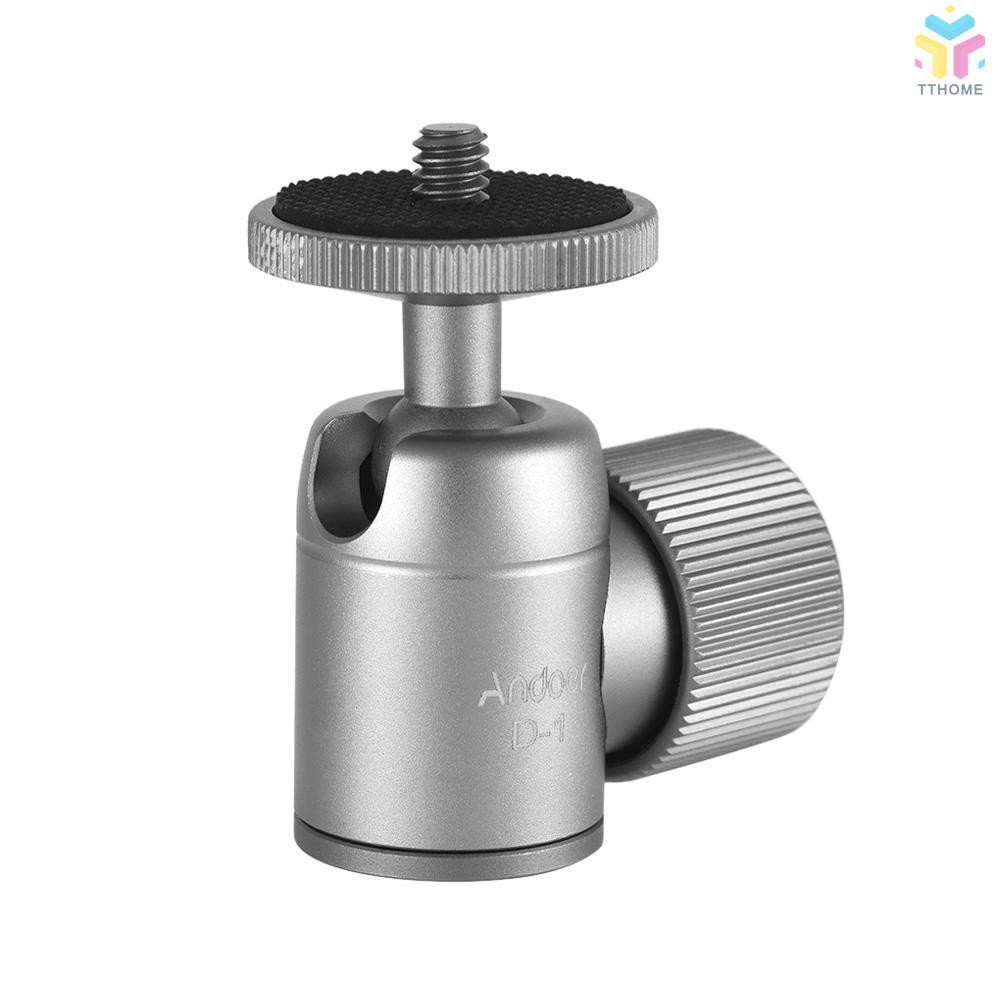 T&T Andoer D-3 Mini Tripod Ball Head Aluminium Alloy Tripod Mount Ballhead with 1/4inch Srew 3/8inch Screw Hole 360° Rot