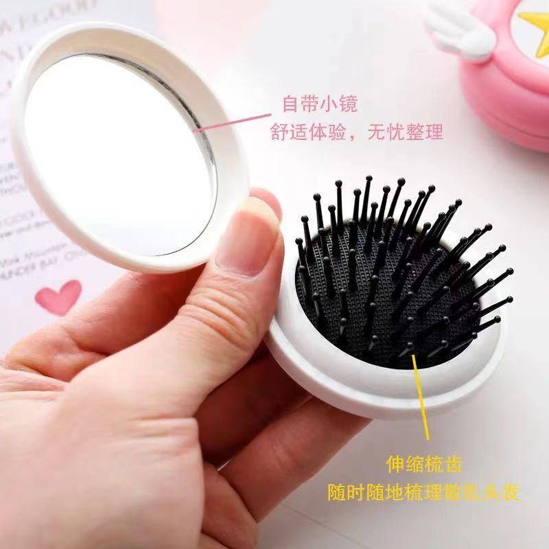 Gương Lược Mini Có Thể Gấp Lại Tích Hợp Gương Dễ Thương