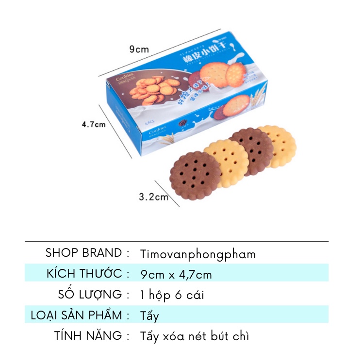 Gôm Tẩy Cute Hình Bánh Quy Xóa Nét Bút Chì Dễ Thương Sáng Tạo Đồ Dùng Học Tập VPK9