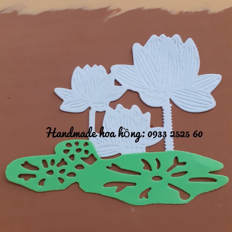 Set 4 hoa sen bằng xốp, 11x9.2cm - Hình trang trí thiệp, scrapbook, bookmark - Nguyên liệu handmade - thủ công mầm non..