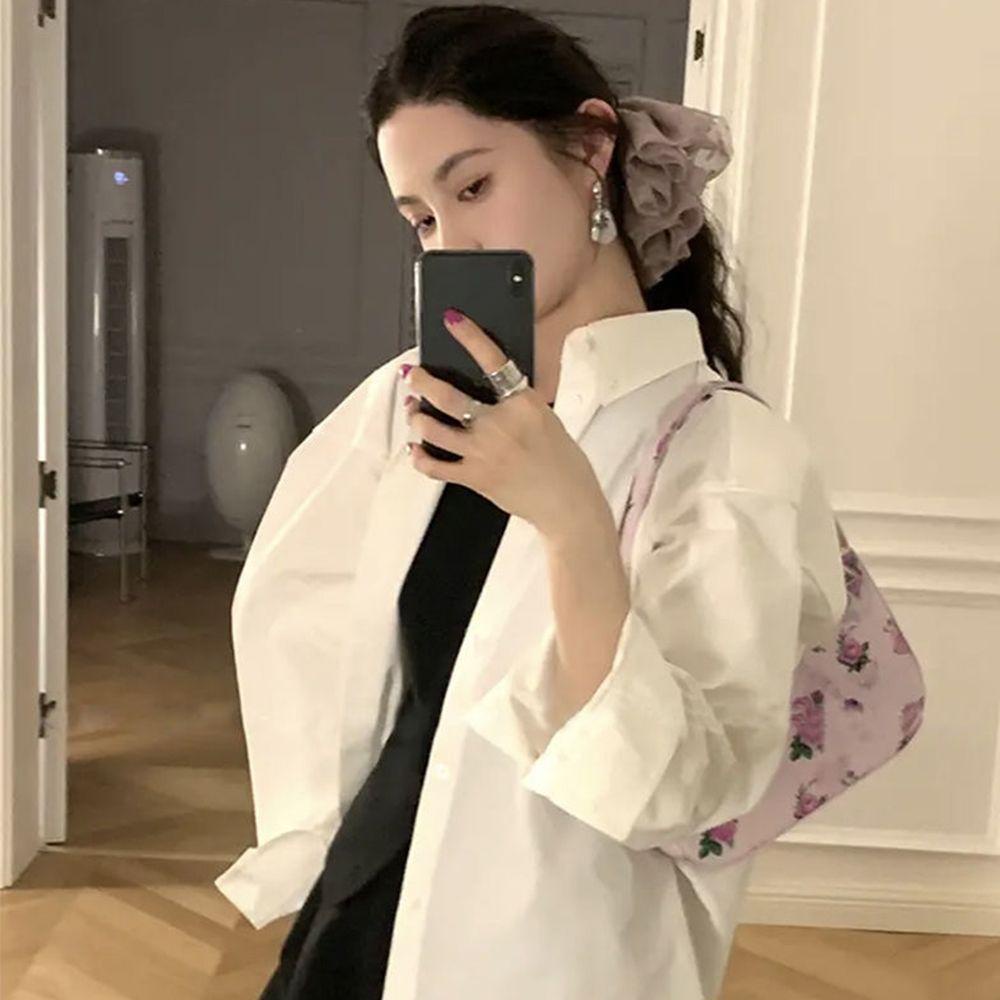 Dây Buộc Tóc Vải Lưới Họa Tiết Chấm Bi Màu Sắc Đơn Giản Phong Cách Hàn Quốc