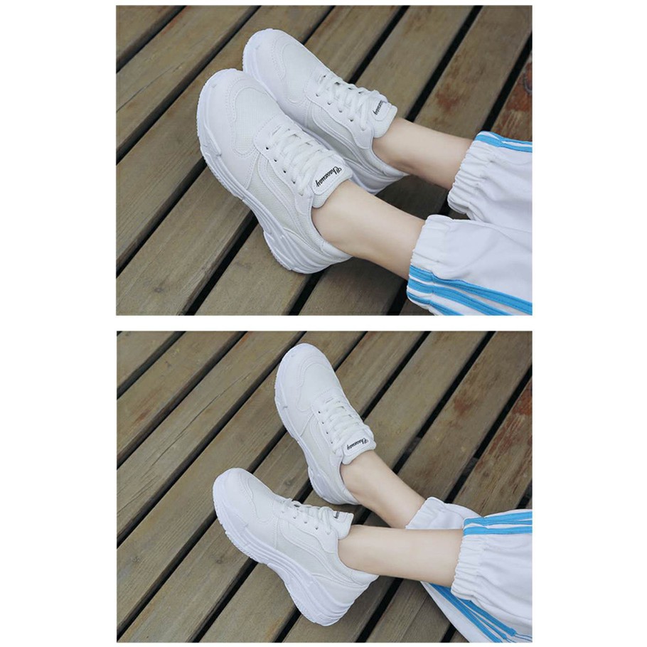 Giày sneaker nữ trắng viền trắng cá tính thể thao