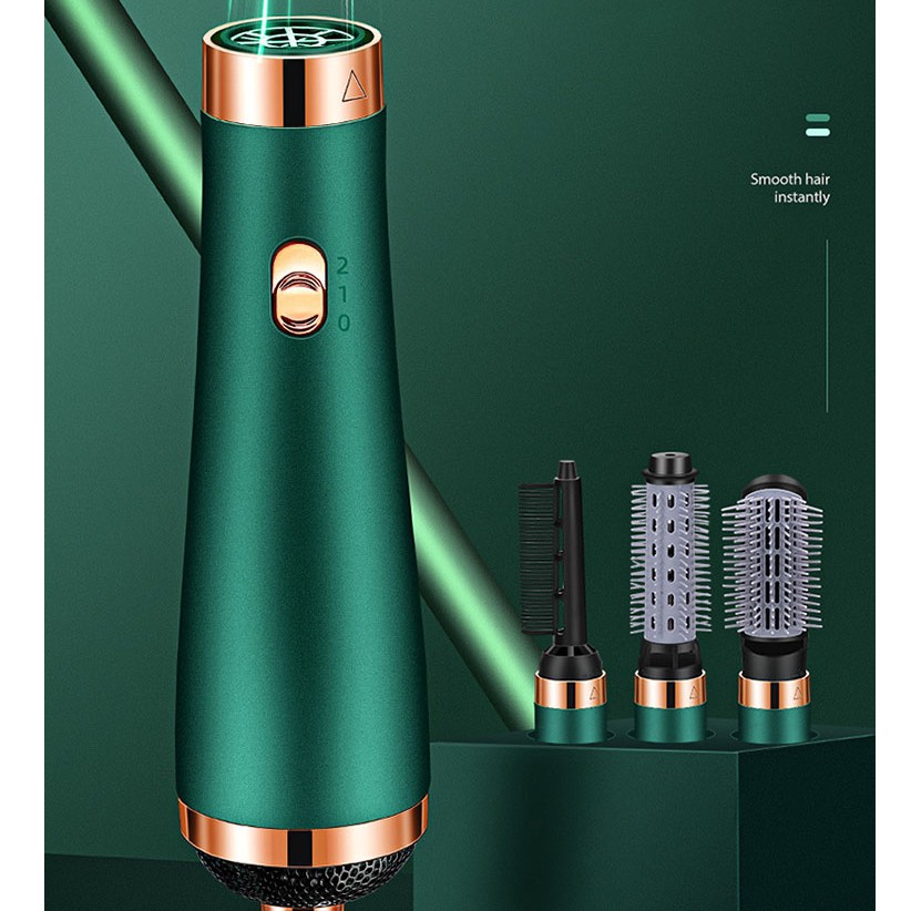 Máy sấy tóc giá rẻ đa năng 3 in1 công suất lớn 1000W thiết kế không tay cầm,máy duỗi uốn tóc lược chải tóc điện - ST4