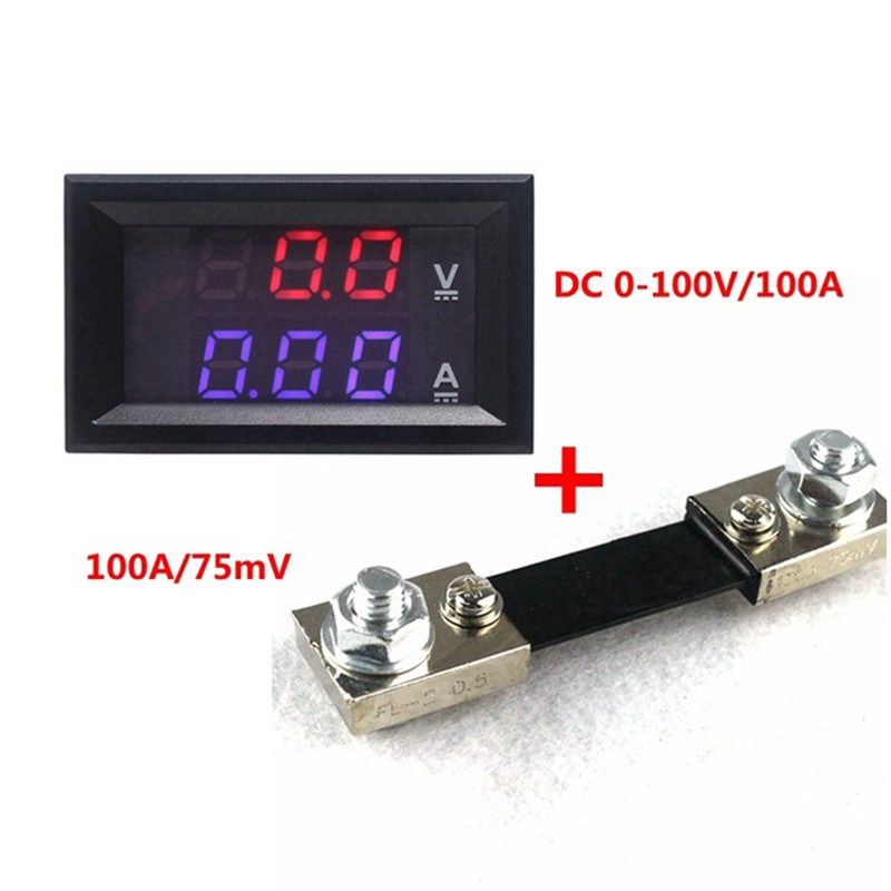 Đồng hồ đo điện áp dòng điện kỹ thuật số hiển thị kép DC 0-100V 10A 50A 100A