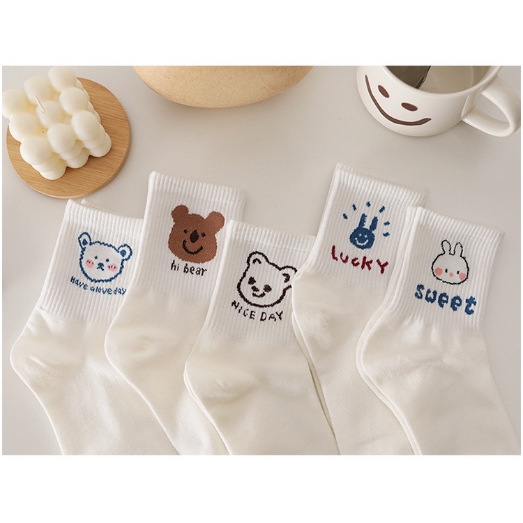 Tất Vớ Cổ Ngắn Cotton Hàn Quốc Hoạ Tiết Hoạt Hình Nice Day Co Giãn Cho Nam Nữ