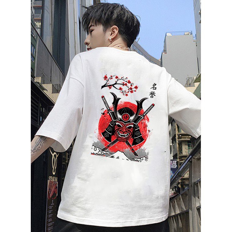 Áo thun tay lỡ nam họa tiết samurai form rộng vải dày mịn 2020T2619