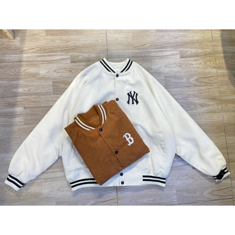 Áo Khoác Bomber Nhung gân NY màu ĐEN  Nam nữ unisex  Áo Jacket form rộng Jaystoree