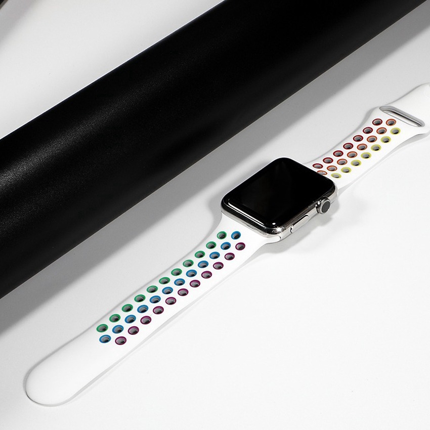 Dây đeo silicon có màu cho đồng hồ thông minh Apple Watch 44mm 40mm 38mm 42mm Band Series 6 SE 5 4 3 2 1