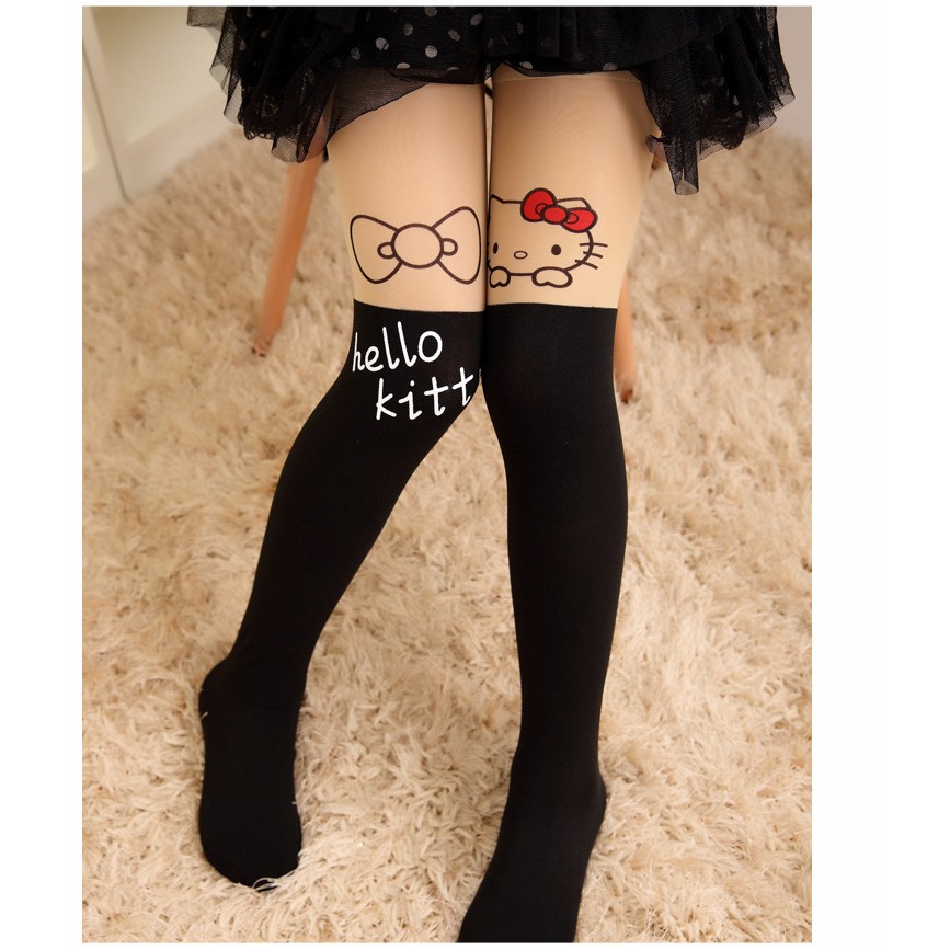 Ubeth✨Quần Tất Nhung Mỏng Họa Tiết Hoạt Hình hello kitty Thời Trang Xuân Thu Cho Bé Gái
